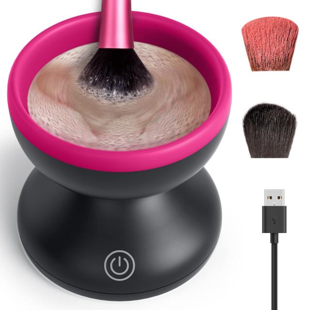 Electric Makeup Brush Cleaner Machine,Portable Makeup Brush Cleaner with Cosmetic  Brush Cleaner Silicone Mat, for All Size Makeup Brushes Beauty Tools Set,  Gift for Mother's Day & Christmas 