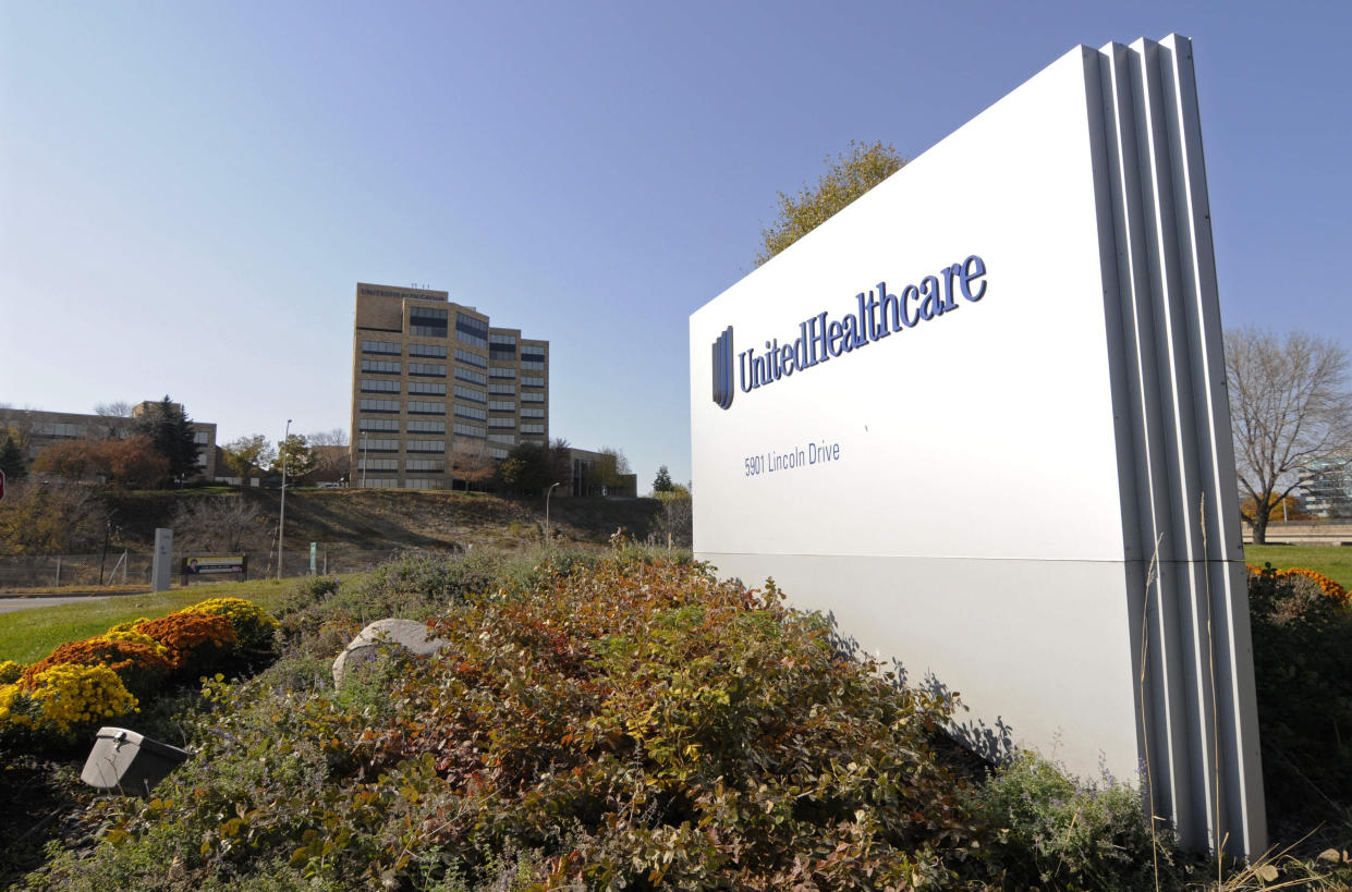 FILE - This Tuesday, Oct. 16, 2012, file photo, shows a portion of the UnitedHealth Group Inc.'s campus in Minnetonka, Minn. UnitedHealth Group reports earnings Tuesday, July 17, 2018. (AP Photo/Jim Mone, File)