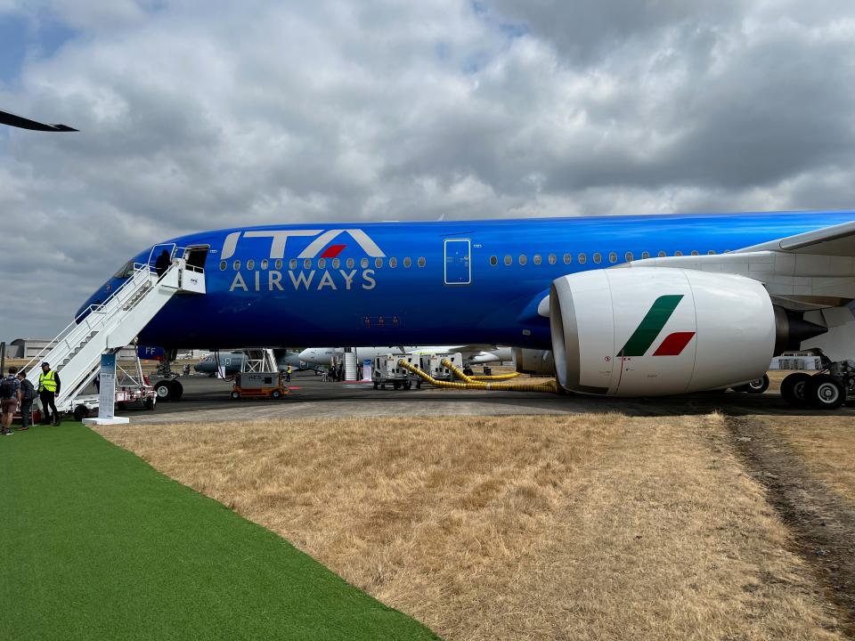 ITA Airways A350 at the Farnborough International Air Show 2022.