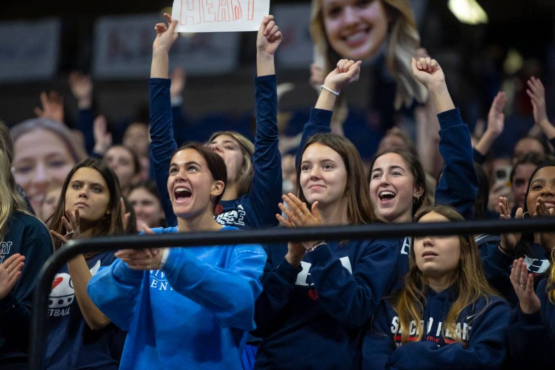 The Sacred Heart student section takes in the action during the Sweet 16 quarterfinals on Friday.