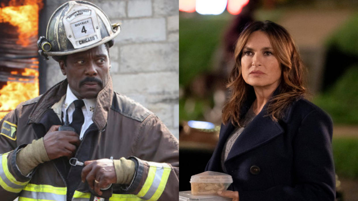  Chicago Fire's Boden cropped next to Law and Order: SVU's Mariska Hargitay 