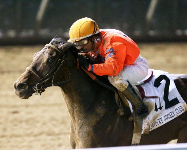 Honor Marie and jockey Rafael Bejarano won the Grade 2 Kentucky Jockey Club on Nov. 25 at Churchill Downs.