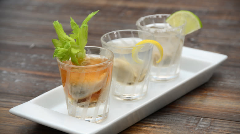 Row of tequila shooters