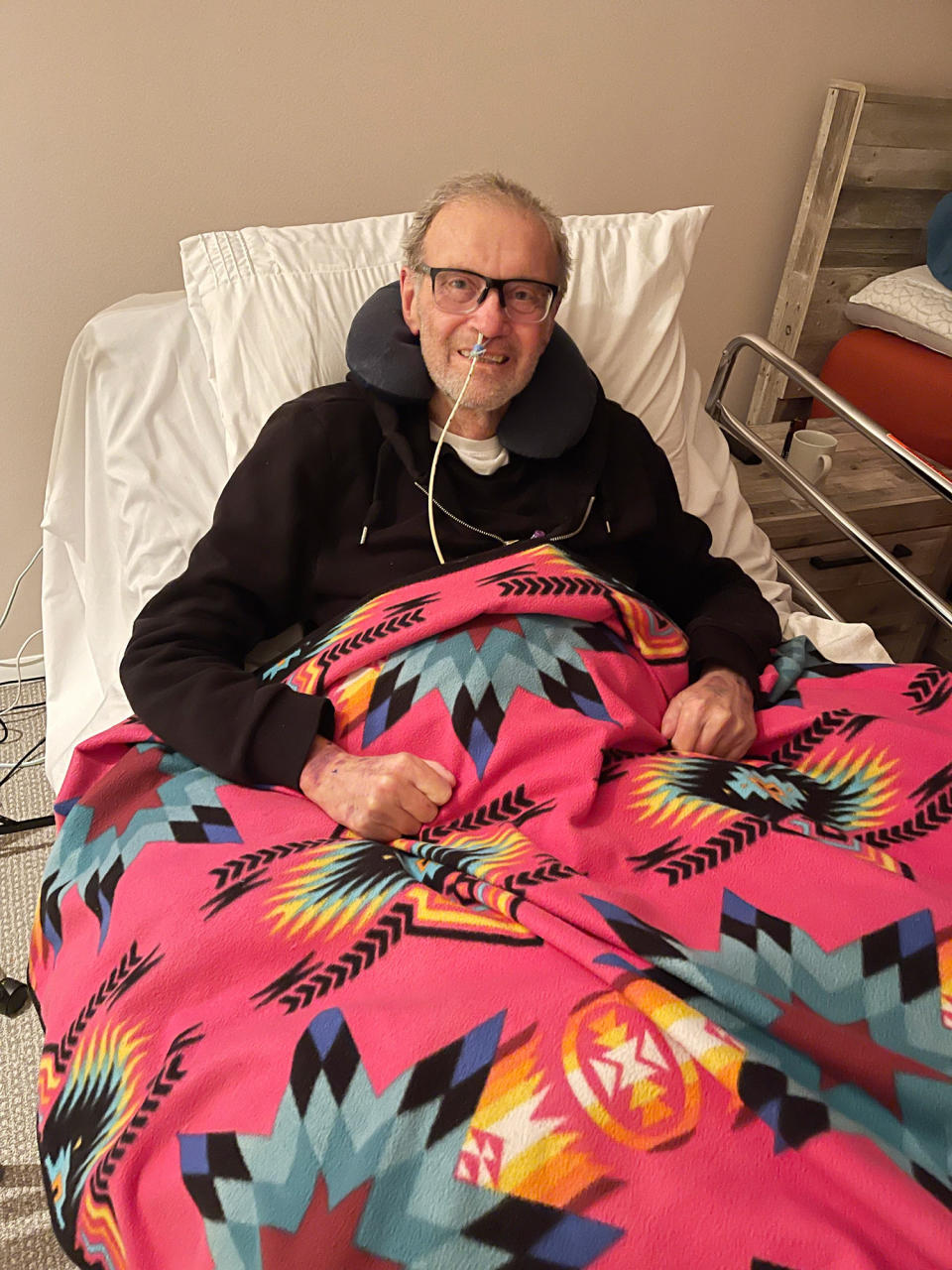 Dr. Gary Gibbon recovering from the double lung and liver transplant. (Courtesy Dr. Gibbon)