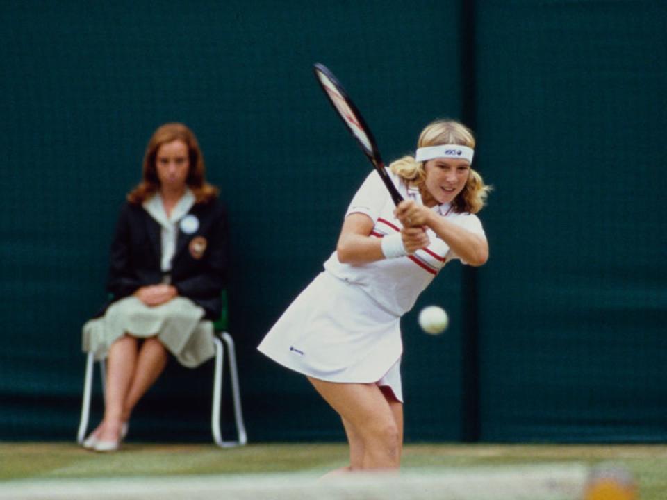 Andrea Jaeger in action at Wimbledon in 1983 (Getty Images)