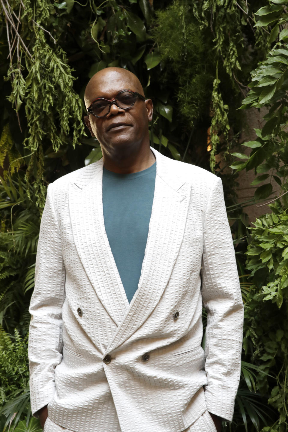 Actor Samuel L. Jackson attends the Armani men's Spring-Summer 2020 collection, unveiled during the fashion week, in Milan, Italy, Monday, June 17, 2019. (AP Photo/Luca Bruno)