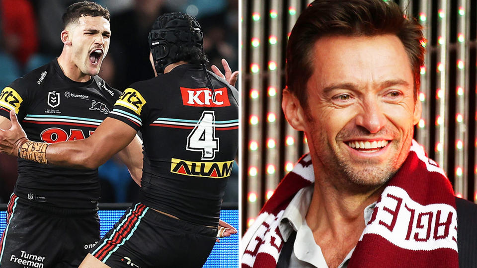 The Panthers, pictured here alongside Hugh Jackman in the NRL.