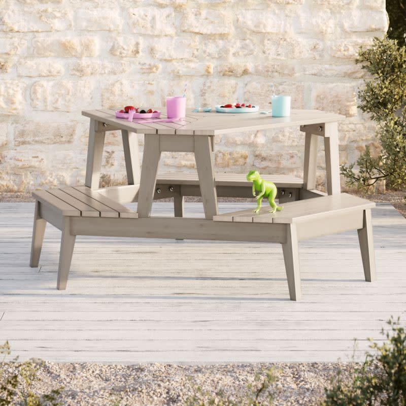 4) Grey Stain Modern Kids Picnic Table