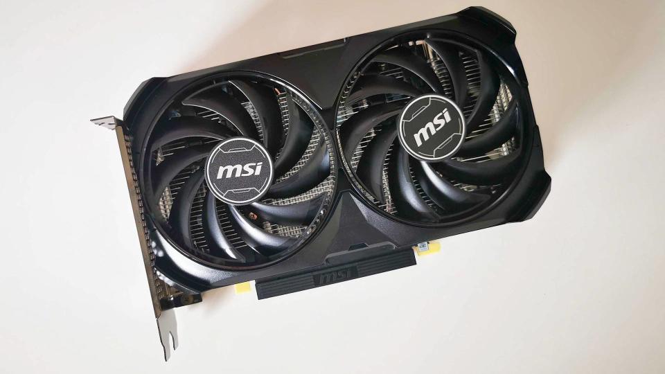 MSI RTX 4060 sitting on white surface