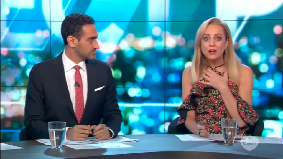 Carrie Bickmore broke down in tears on The Project after an emotional video for co-host Waleed Aly's anti-bullying campaign was shown. Source: Ten