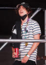 <p>Timothée Chalamet smiles from his seat at the Sziget Festival in Budapest, Hungary, on Aug. 10.</p>