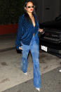 <p>Rihanna looked chic while leaving a late-night dinner with her loved ones at Giorgio Baldi in Santa Monica, California.</p>