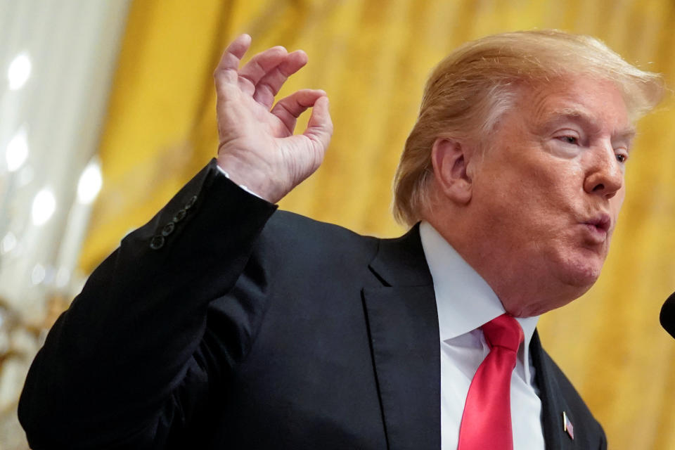 U.S. President Donald Trump delivers remarks at an event marking the 6-month anniversary of the package of changes to the tax code he signed into law, at the White House in Washington, U.S. June 29, 2018.  REUTERS/Jonathan Ernst