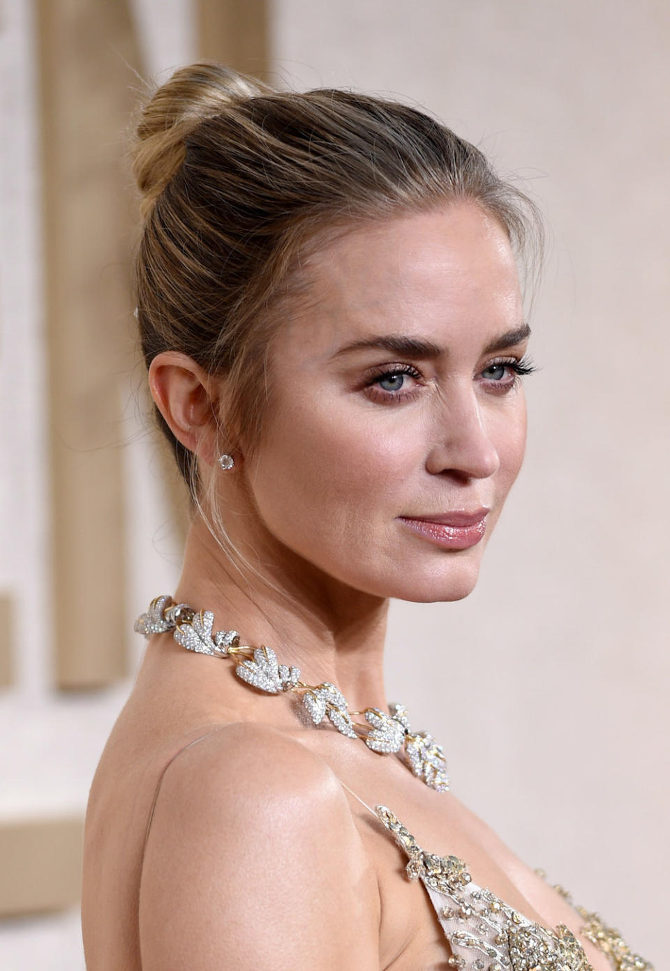 Emily Blunt attends the 81st Annual Golden Globe Awards at the Beverly Hilton on January 7, 2024 in Beverly Hills, California