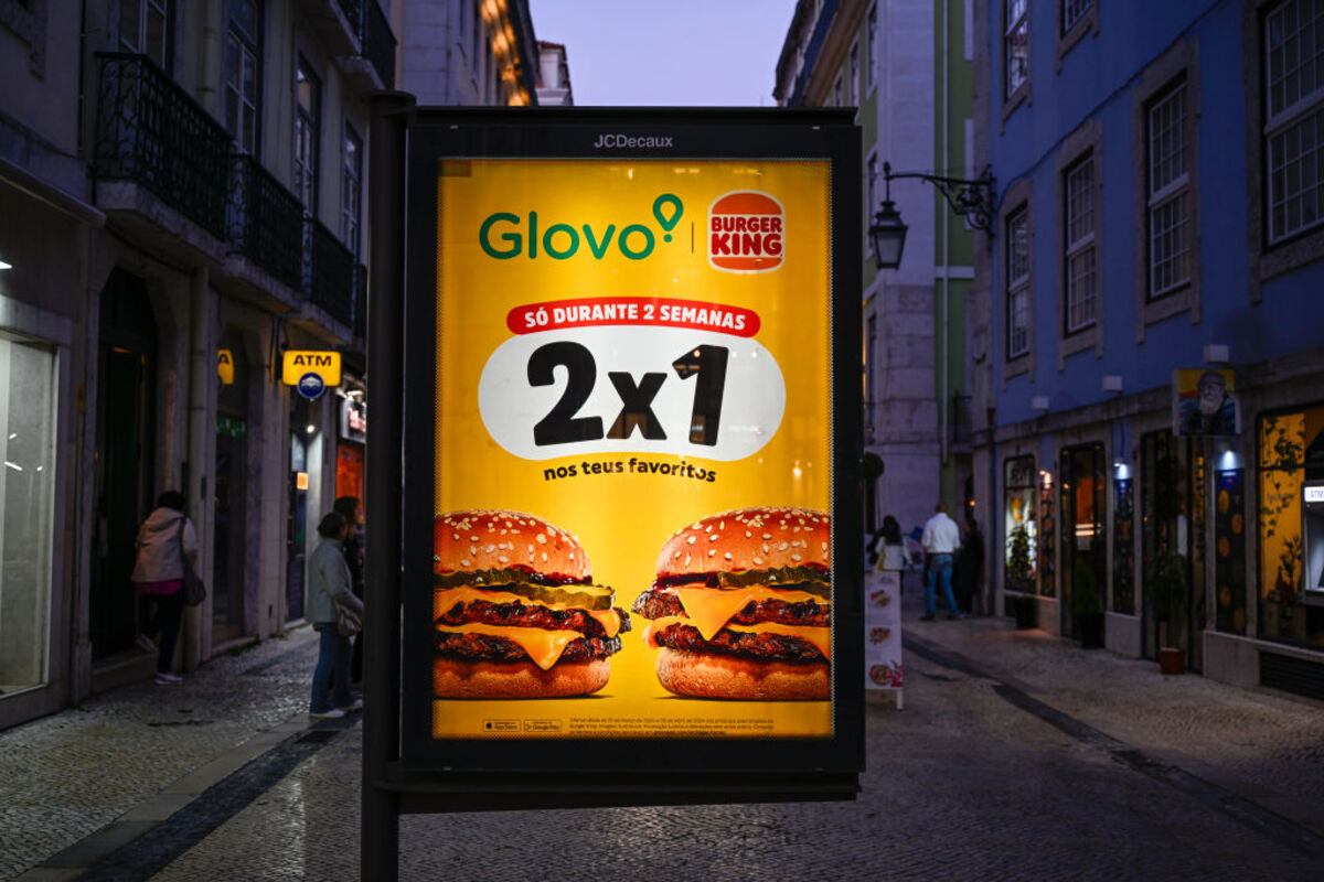 Burger King Ad on a Bus Stop in Middle of the Street, Lisbon, Portugal