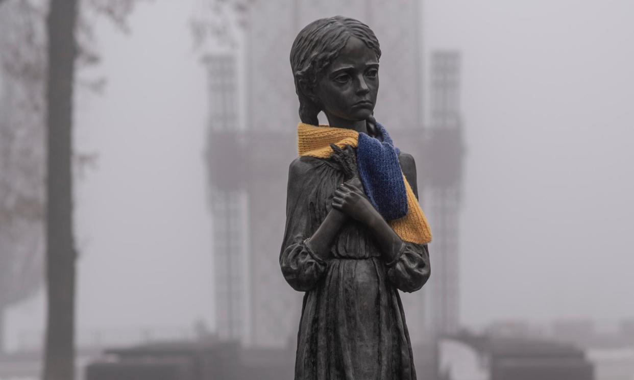 <span>A statue in the Park of Eternal Glory in Kyiv.</span><span>Photograph: Kasia Stręk/The Guardian</span>