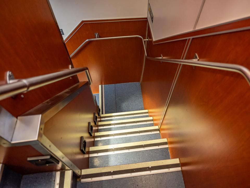 stairwell on coast starlight amtrak