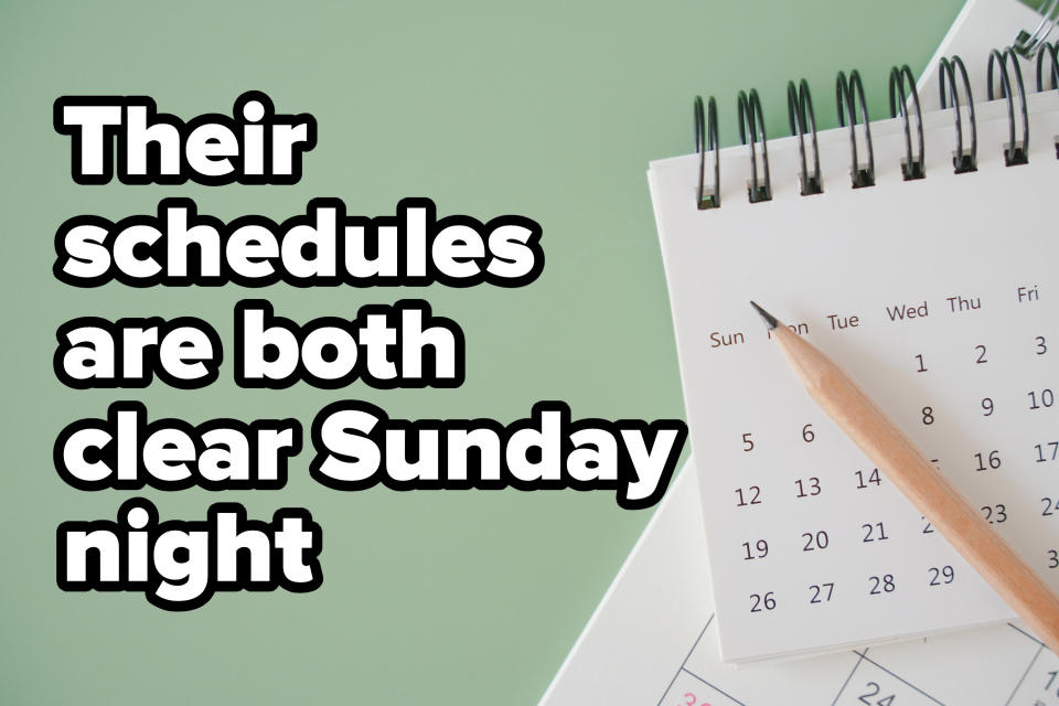 Calendar with the words "Sunday night"