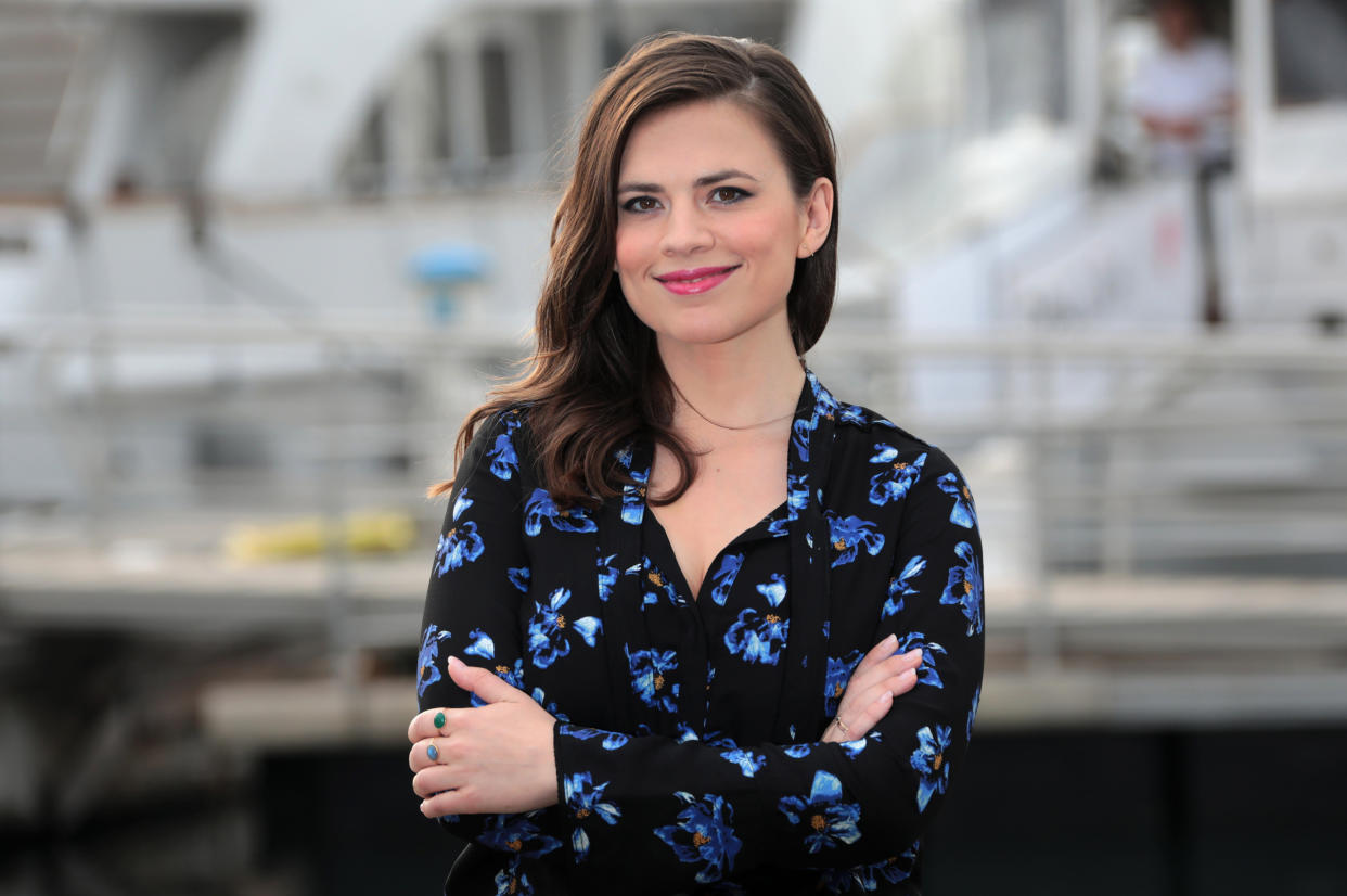 Actress Hayley Atwell poses during a photocall for the television series "Conviction" during the annual MIPCOM television programme market in Cannes, France, October 17, 2016. REUTERS/Eric Gaillard