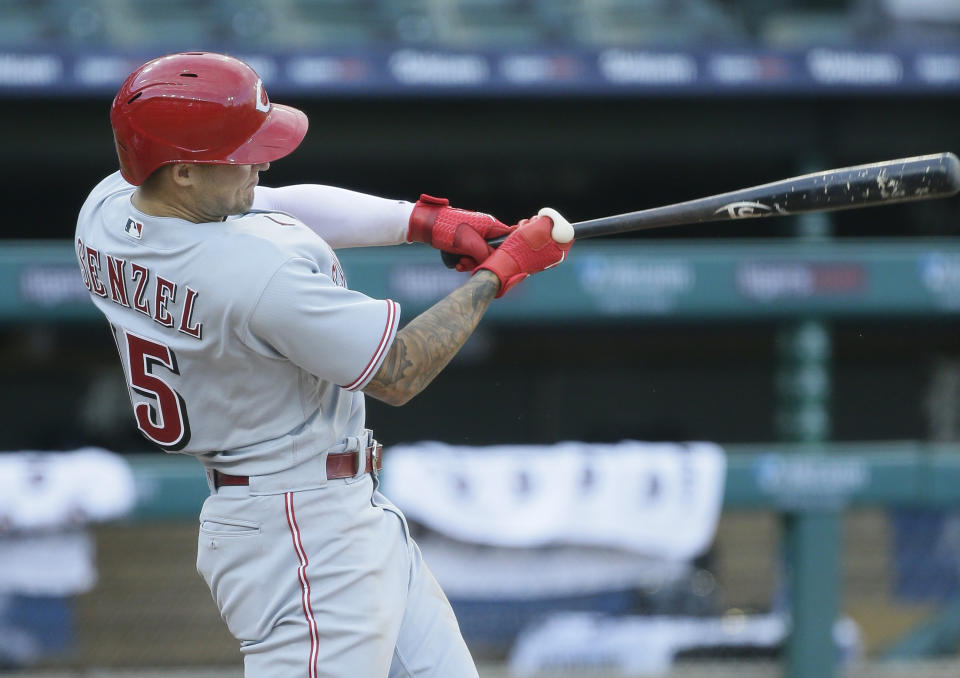 DETROIT, MI -  AUGUST 2: Nick Senzel #15 of the Cincinnati Reds