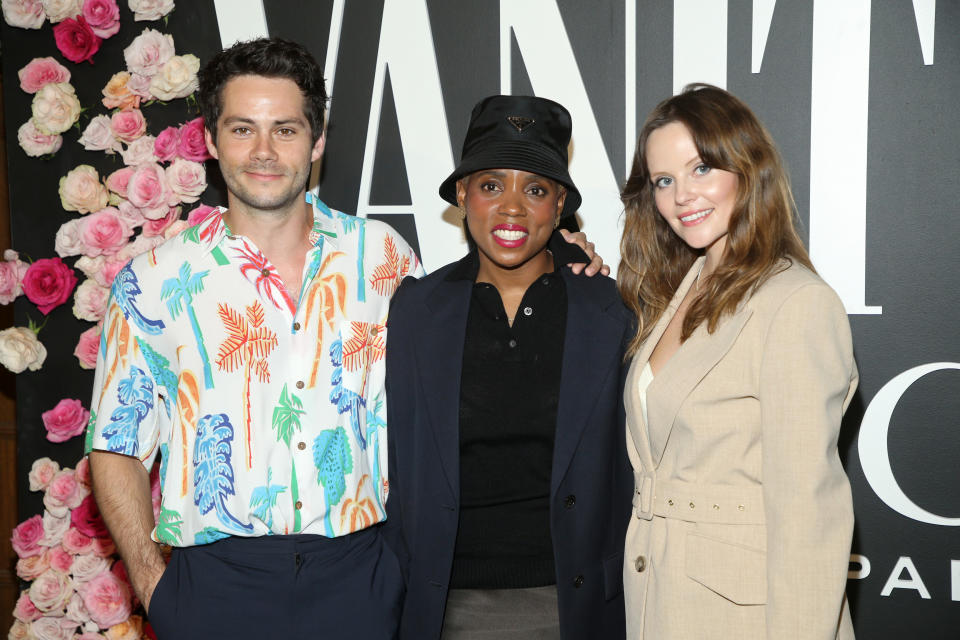 Dylan O’Brien, Janicza Bravo and Sarah Ramos attend Vanity Fair and Lancôme Celebrate The Future Of Hollywood at Mother Wolf. - Credit: Getty Images for Vanity Fair