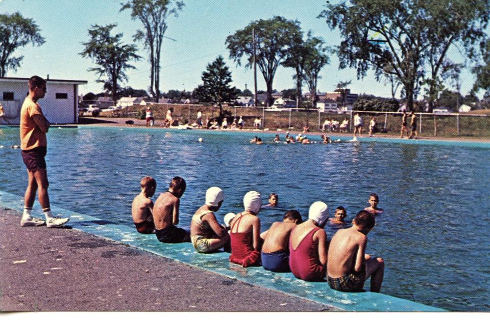 This 1960s postcard by Don Bristol is captioned "Municipal Pool, Peirce Island Portsmouth. A popular spot for recreation."