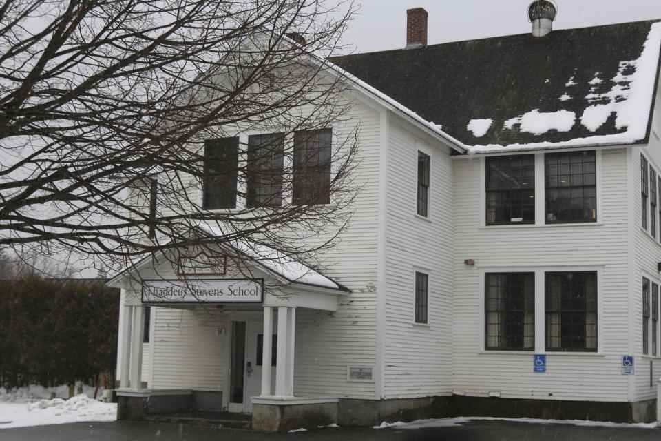 The independent Thaddeus Stevens School stands in Lyndon, Vt., on Sunday, Jan. 17, 2021. Four families, including one whose children attend the school, are suing Vermont over a voucher program that allows students in communities that don't have schools or are not part of supervisory unions to attend schools of their choice, including approved private institutions, with the towns paying the tuition. (AP Photo/Lisa Rathke)