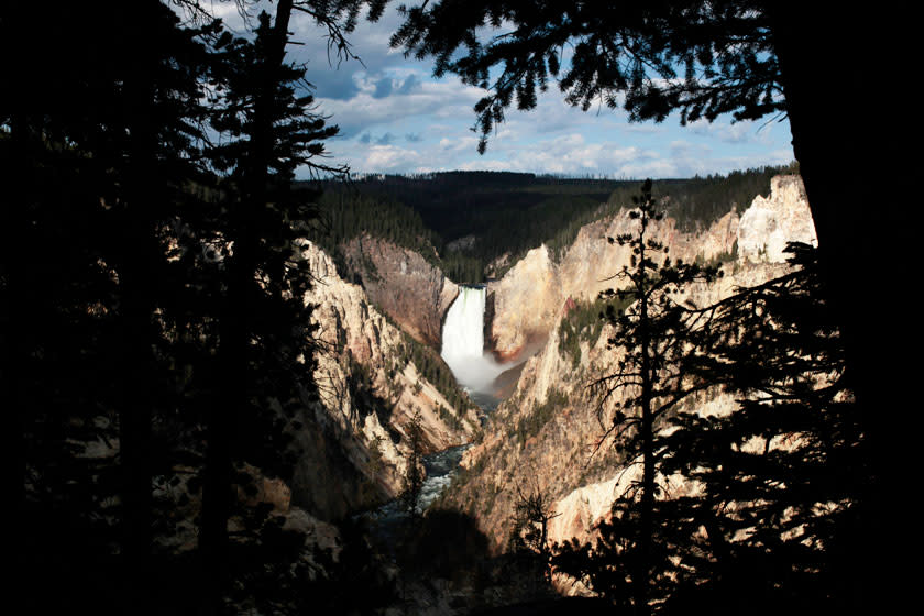 The Yellowstone River Lower Falls is seen at sunrise in Yellowstone National Park, Wyoming August 11, 2011. Picture taken August 11, 2011. REUTERS/Lucy Nicholson