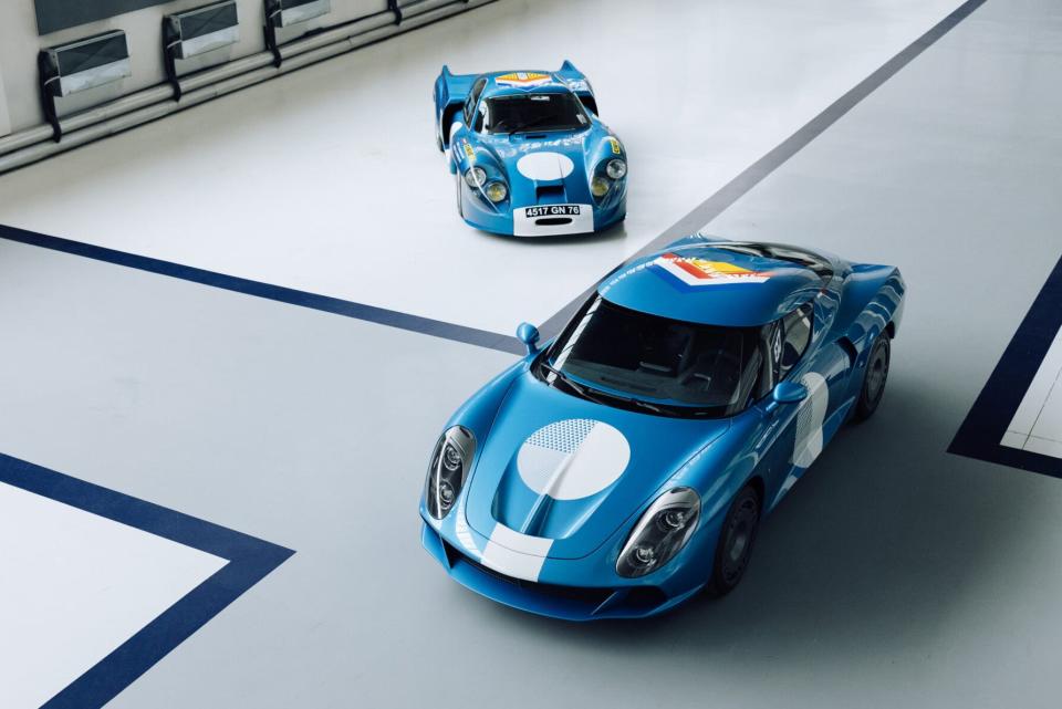 The AGTZ posed with its inspiration, the Alpine A220.