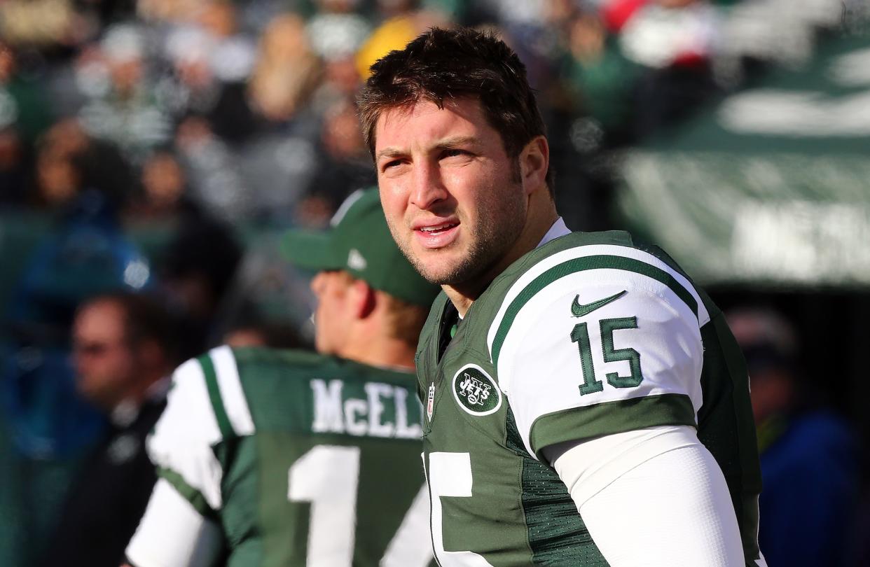 Even with the perfect excuse available to him, Tim Tebow apparently refused to say the word, "s--t" while with the Jets. (Jim McIsaac/Getty Images)