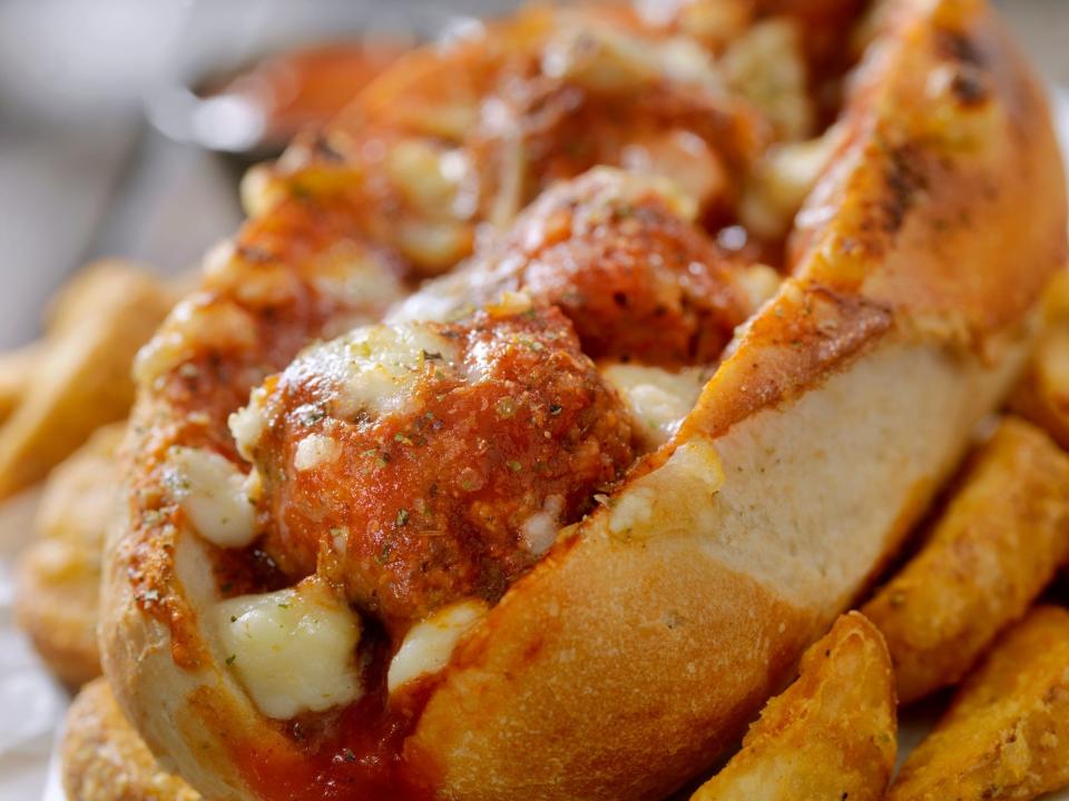 meatball sub with melted cheese