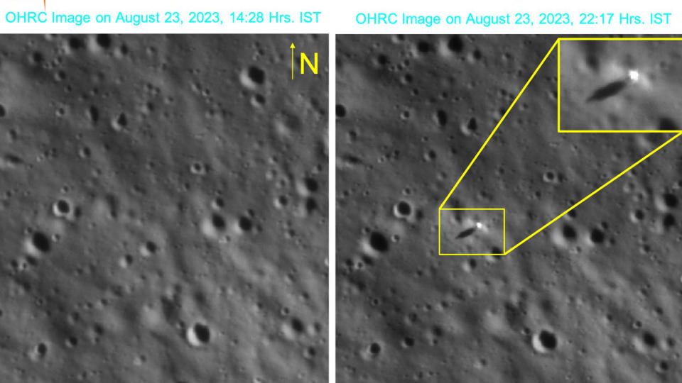 Chandrayaan 3 on the surface of the moon photographed by Chandrayaan 2