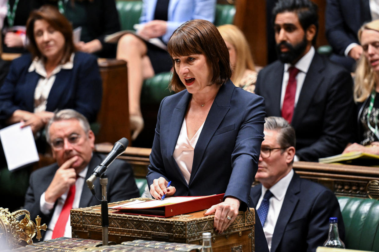 Britain's new finance minister, Rachel Reeves, speaks at the House of Commons, in London, Britain, July 29, 2024. UK Parliament/Jessica Taylor/Handout via REUTERS    THIS IMAGE HAS BEEN SUPPLIED BY A THIRD PARTY  MANDATORY CREDIT