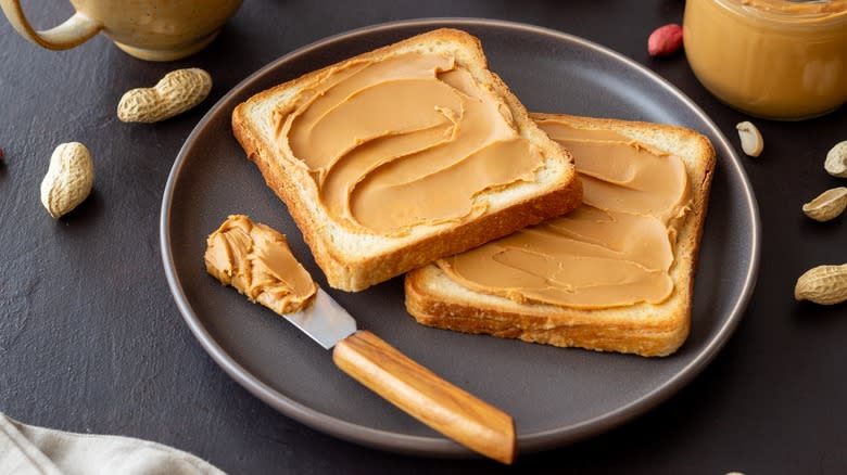 peanut butter on slices of bread