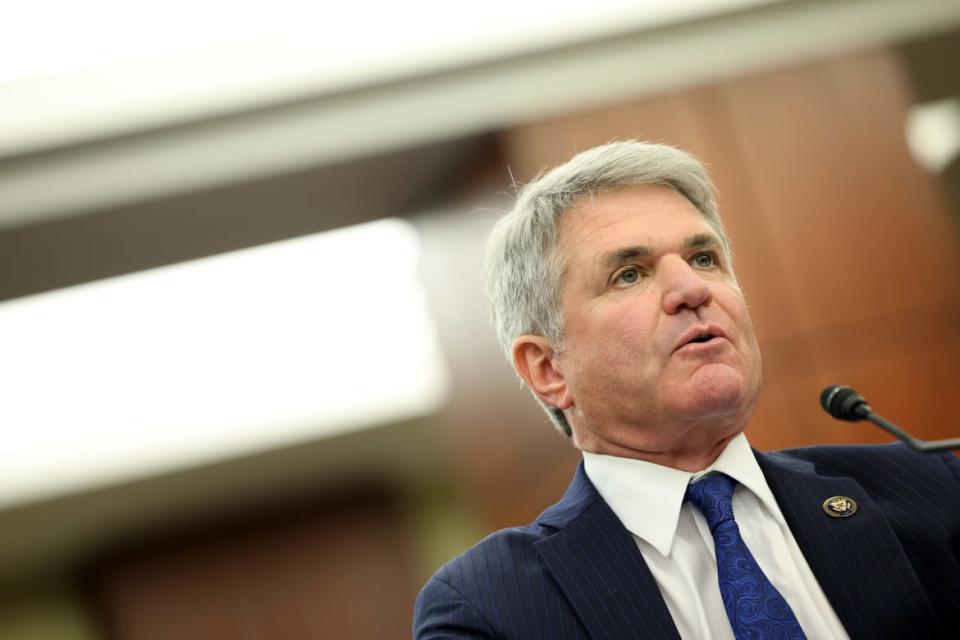 <div class="inline-image__caption"><p>Rep. Michael McCaul (R-TX) says the Biden administration is “trying to blame everybody but themselves when the only people that they have to blame is themselves.”</p></div> <div class="inline-image__credit">Kevin Dietsch/Getty</div>