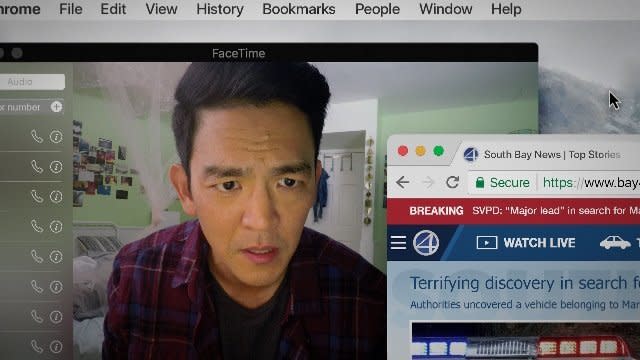 Cho in Chaganty's movie "Searching," which takes place entirely on computer and phone screens. (Photo: Screen Gems)