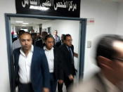 <p>Egyptian Minister of Health and Population Ahmed Emad Eldin Rady (C) arrives to visit victims injured in Sinai mosque attack after they were transferred to hospital in Cairo, Egypt, Nov. 24, 2017. (Photo: Mohamed Hossam/EPA-EFE/REX/Shutterstock) </p>