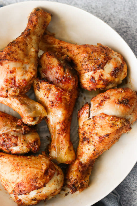 <p>Learn how to make these Whole30 and keto air fryer drumsticks extra crispy and addicting.</p><p><strong>Get the recipe: <a href="https://whatgreatgrandmaate.com/extra-crispy-air-fryer-drumsticks/" rel="nofollow noopener" target="_blank" data-ylk="slk:Extra Crispy Air Fryer Drumsticks;elm:context_link;itc:0;sec:content-canvas" class="link rapid-noclick-resp">Extra Crispy Air Fryer Drumsticks</a></strong></p>