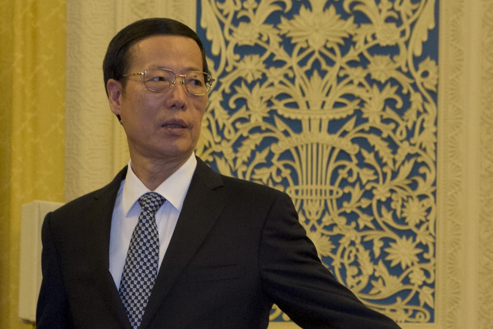 FILE - Then Chinese Vice Premier Zhang Gaoli is seen during a meeting at the Great Hall of the People in Beijing, China, Wednesday, March 16, 2016. Chinese authorities have squelched virtually all online discussion of sexual assault accusations apparently made by a Chinese professional tennis star against the former top government official, showing how sensitive the ruling Communist Party is to such charges. (AP Photo/Ng Han Guan, File)