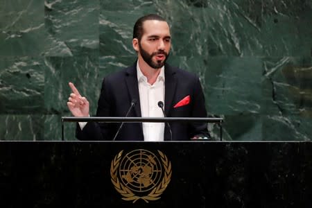 Nayib Bukele, President of El Salvador, addresses the 74th session of the United Nations General Assembly at U.N. headquarters in New York City