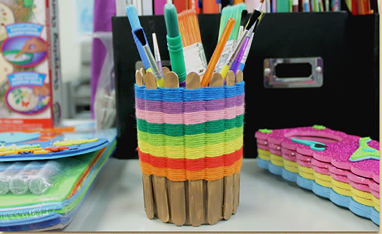 <p>Corral your art supplies in something that's a work of art in and of itself. This could also be a nice gift for a teacher, or <a href="https://www.goodhousekeeping.com/holidays/mothers-day/g32126629/mothers-day-crafts-for-kids/" rel="nofollow noopener" target="_blank" data-ylk="slk:a craft for Mother's Day;elm:context_link;itc:0;sec:content-canvas" class="link ">a craft for Mother's Day</a> or <a href="https://www.goodhousekeeping.com/holidays/fathers-day/g19694848/fathers-day-crafts-preschool/" rel="nofollow noopener" target="_blank" data-ylk="slk:Father's Day;elm:context_link;itc:0;sec:content-canvas" class="link ">Father's Day</a>.</p><p><a href="https://www.craftprojectideas.com/woven-basket-2/" rel="nofollow noopener" target="_blank" data-ylk="slk:Get the tutorial at Craft Project Ideas »;elm:context_link;itc:0;sec:content-canvas" class="link "><em>Get the tutorial at Craft Project Ideas »</em></a></p>