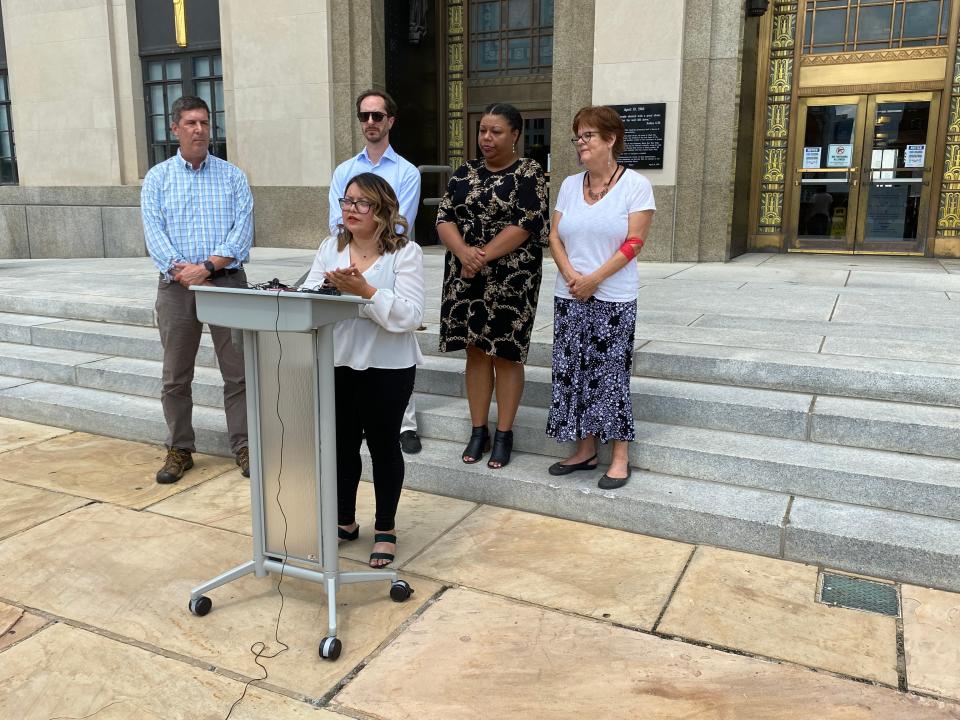 Nashville Council members Sandra Sepulveda, Bob Mendes, Freddie O'Connell, Delishia Porterfield and Ginny Welsch announced their intent to file legislation to promote abortion access and comprehensive sex education for Davidson County residents at the Historic Metro Courthouse on Aug. 25, 2022.