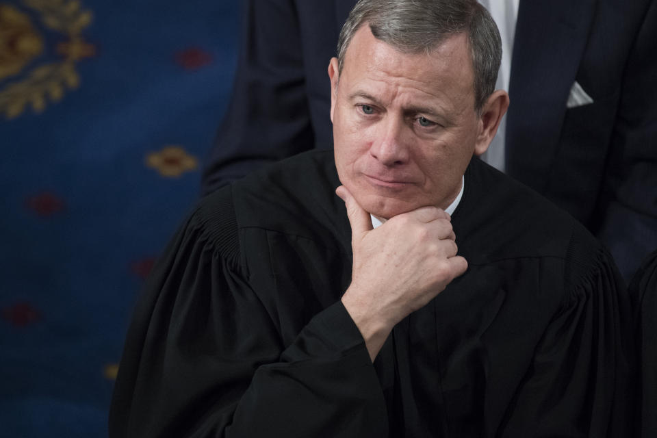 Supreme Court Chief Justice John Roberts listens to President Donald Trump's State of the Union address to a joint session of Congress on January 30, 2018. (Photo: Tom Williams/CQ Roll Call via Getty Images)