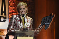 Brandi Carlile accepts the artist of the year award at the Americana Honors & Awards show Wednesday, Sept. 22, 2021, in Nashville, Tenn. (AP Photo/Mark Zaleski)