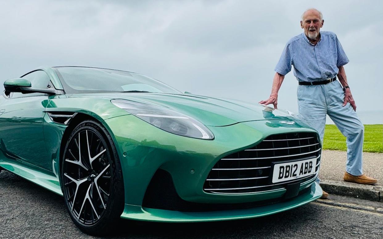 Roberts was taken for a drive in Aston's flagship DB12 tourer to celebrate his centenary