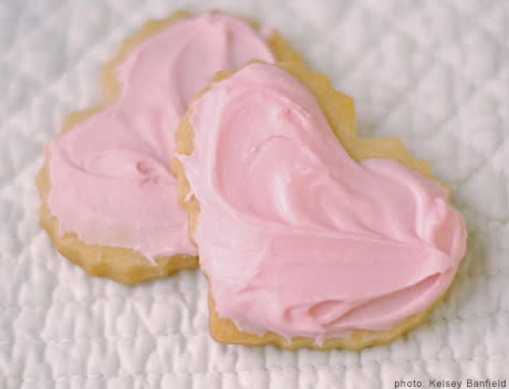 Meyer Lemon Shortbread Hearts with Fluffy Pink Buttercream Frosting