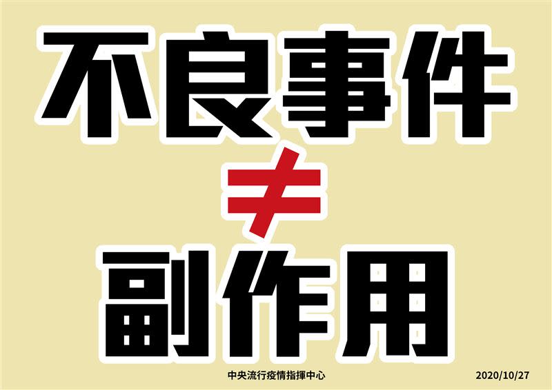  陳時中向大眾呼籲「不良事件不等於副作用」。（圖／衛福部提供）