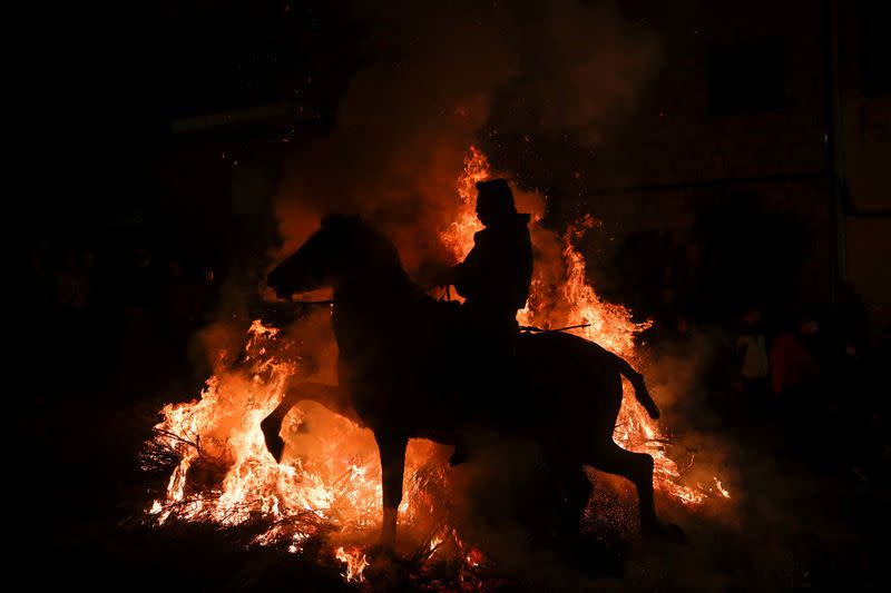 Annual "Luminarias" celebration on the eve of Saint Anthony's day, Spain's patron saint of animals, in the village of San Bartolome de Pinares