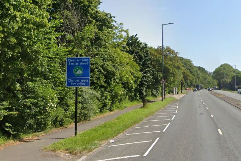 A sign on the A4 Portway south-east bound, warning drivers about the Clean Air Zone