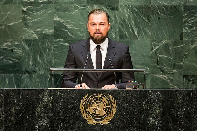 Leonardo DiCaprio at the United Nations Climate Summit on September 23, 2014 in New York City. Photo: Getty Images